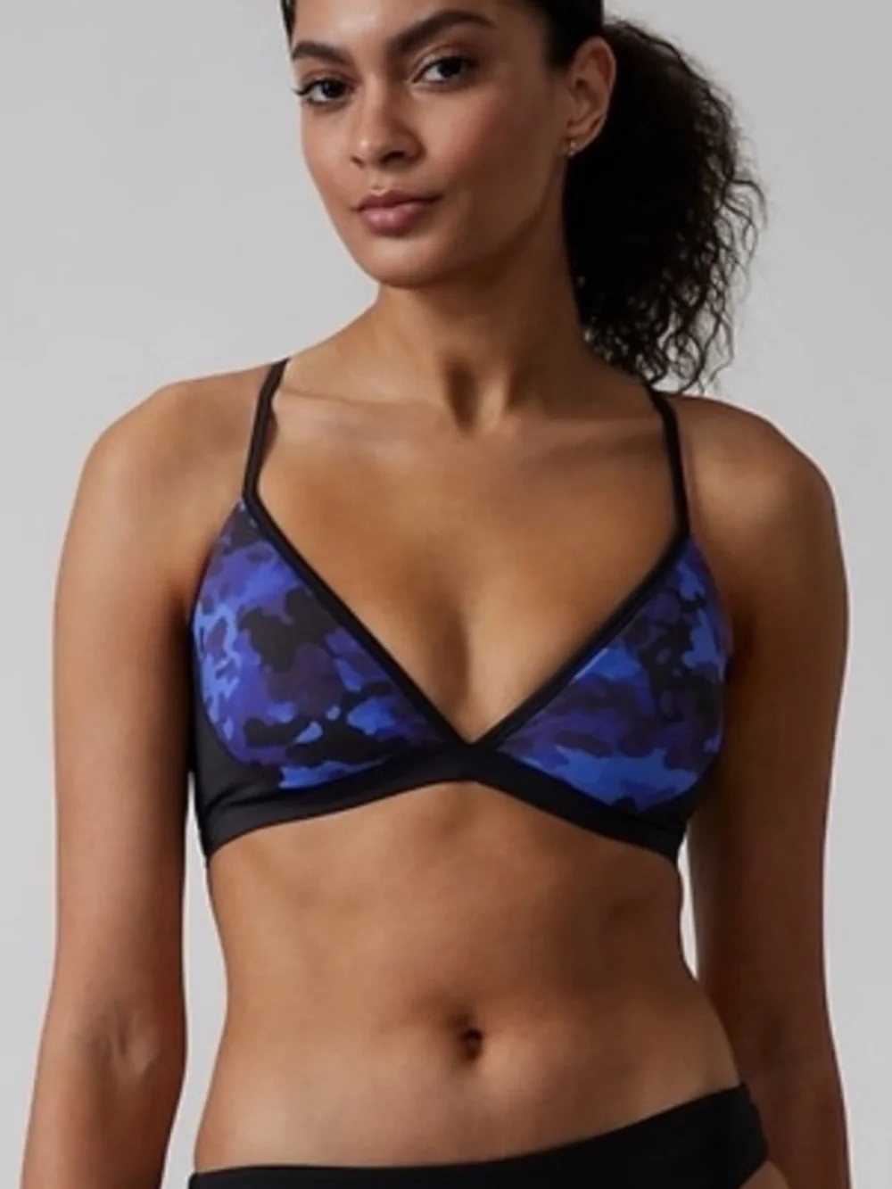 NEW Athleta Freestyle Camo Bikini Top Blue Size Small NWT Pool Swim Vacation